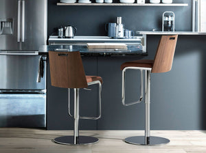 Swivel bench in brown and walnut eco-leather