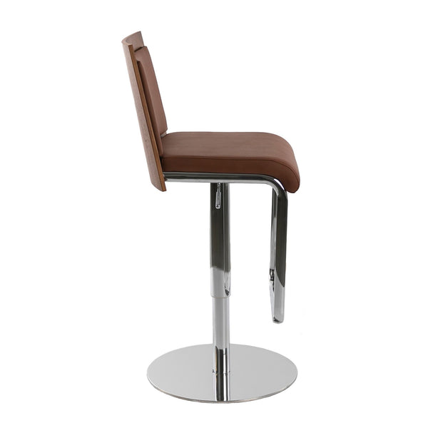 Swivel bench in brown and walnut eco-leather