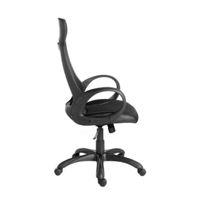 Black fabric swivel office chair