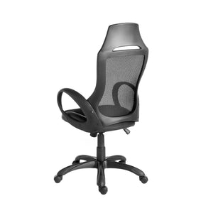 Black fabric swivel office chair