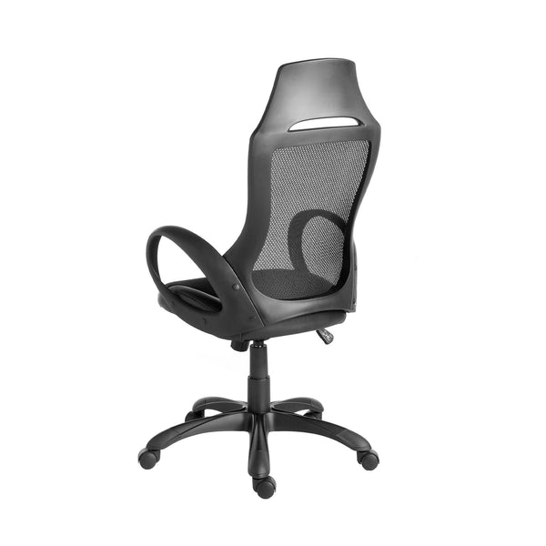 Black fabric swivel office chair