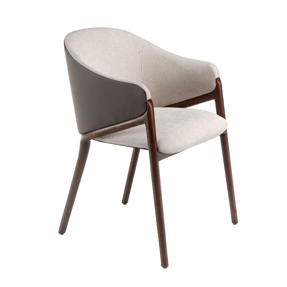 Eco-leather chair in beige and dark mink fabric