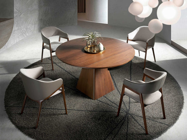 Eco-leather chair in beige and dark mink fabric