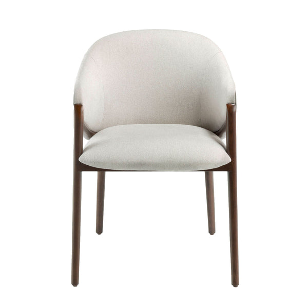 Eco-leather chair in beige and dark mink fabric