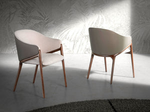 Eco-leather chair in beige and dark mink fabric