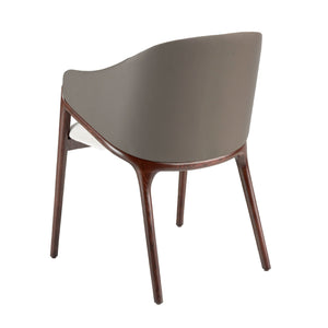 Eco-leather chair in beige and dark mink fabric