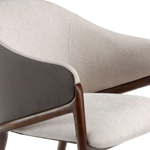 Eco-leather chair in beige and dark mink fabric