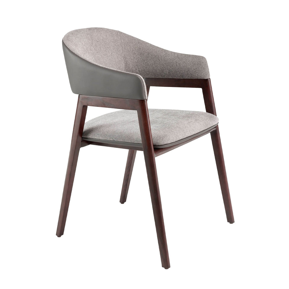 Eco-leather chair in gray and dark mink fabric