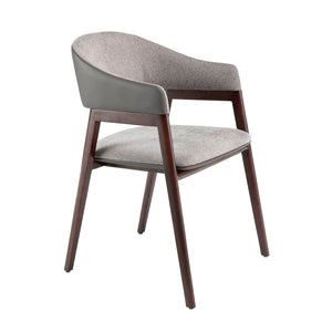 Eco-leather chair in gray and dark mink fabric
