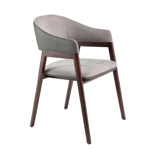Eco-leather chair in gray and dark mink fabric