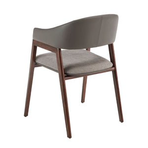 Eco-leather chair in gray and dark mink fabric