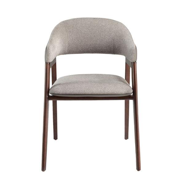 Eco-leather chair in gray and dark mink fabric
