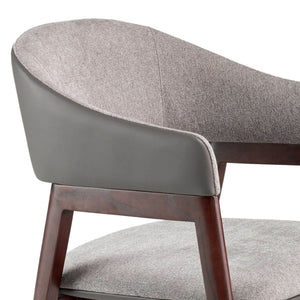 Eco-leather chair in gray and dark mink fabric