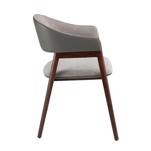 Eco-leather chair in gray and dark mink fabric