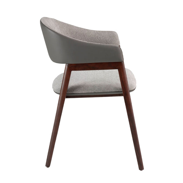 Eco-leather chair in gray and dark mink fabric