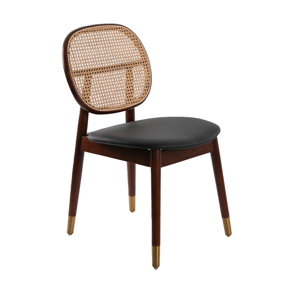 Black eco-leather and wicker chair