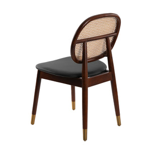 Black eco-leather and wicker chair