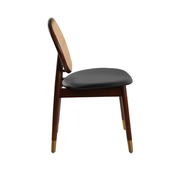 Black eco-leather and wicker chair