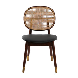 Black eco-leather and wicker chair