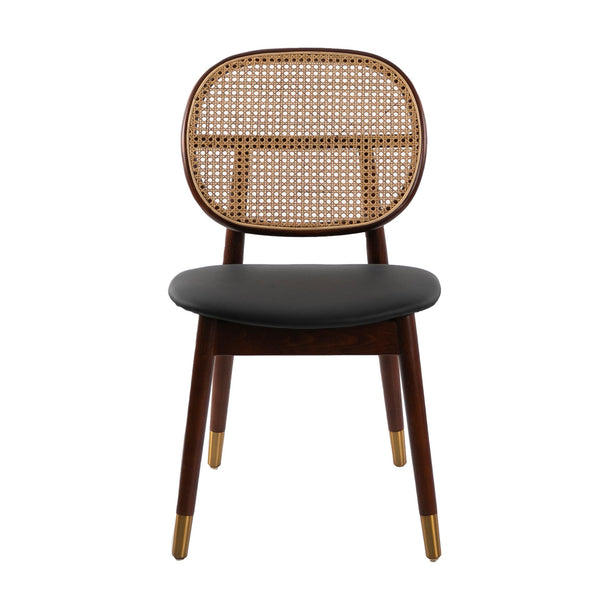 Black eco-leather and wicker chair
