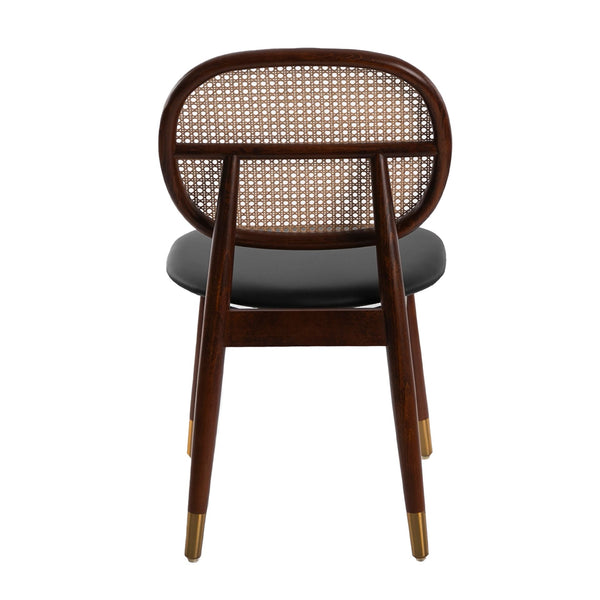 Black eco-leather and wicker chair