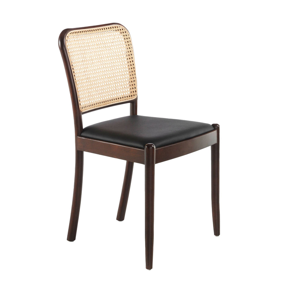 Black eco-leather and wicker chair