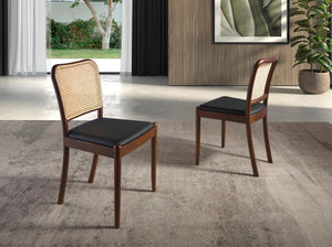 Black eco-leather and wicker chair