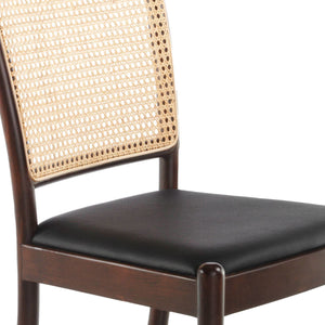 Black eco-leather and wicker chair