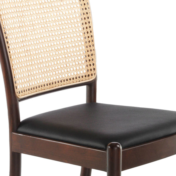 Black eco-leather and wicker chair