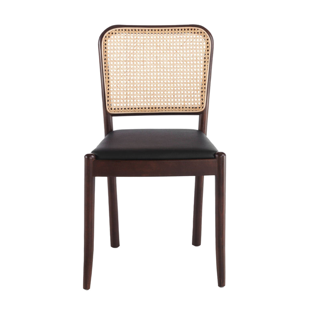 Black eco-leather and wicker chair
