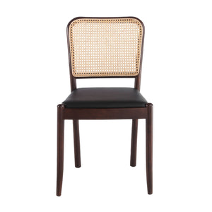 Black eco-leather and wicker chair