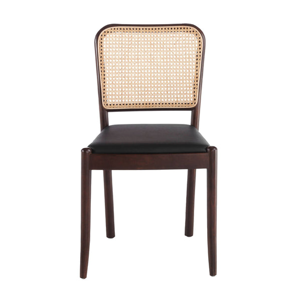 Black eco-leather and wicker chair