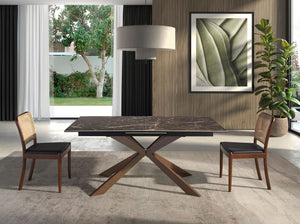 Black eco-leather and wicker chair
