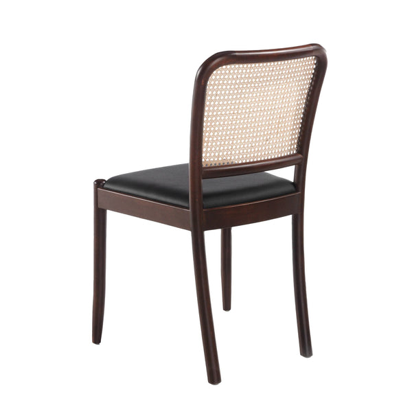 Black eco-leather and wicker chair
