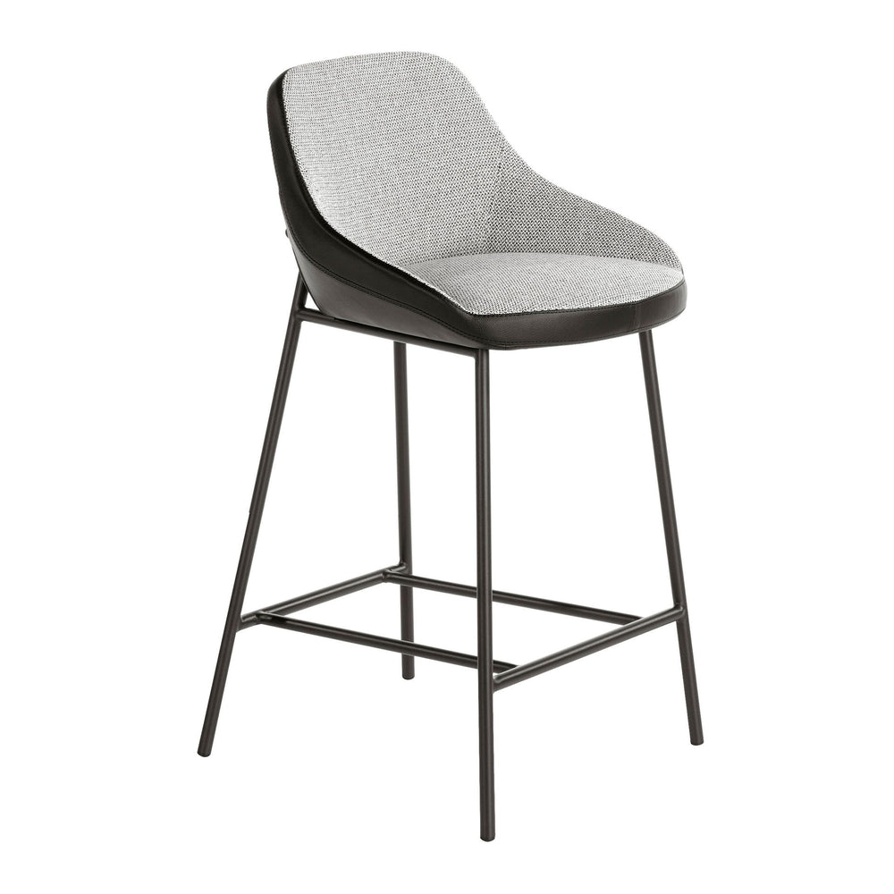 Bench in gray fabric and black eco-leather
