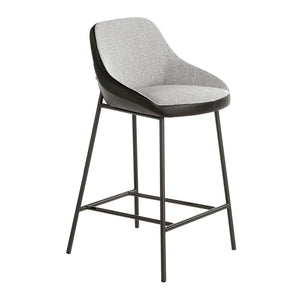 Bench in gray fabric and black eco-leather
