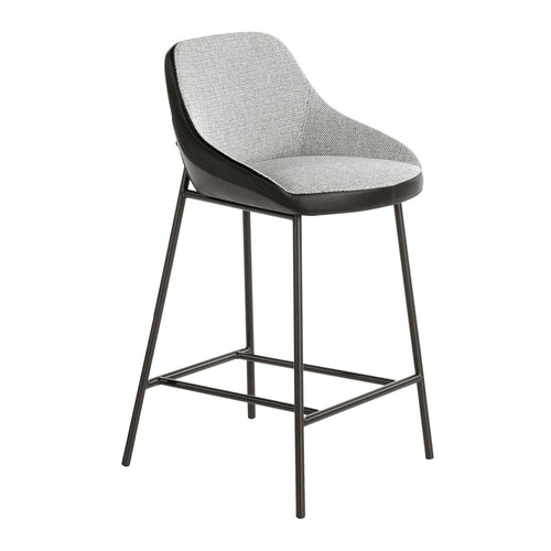 Bench in gray fabric and black eco-leather