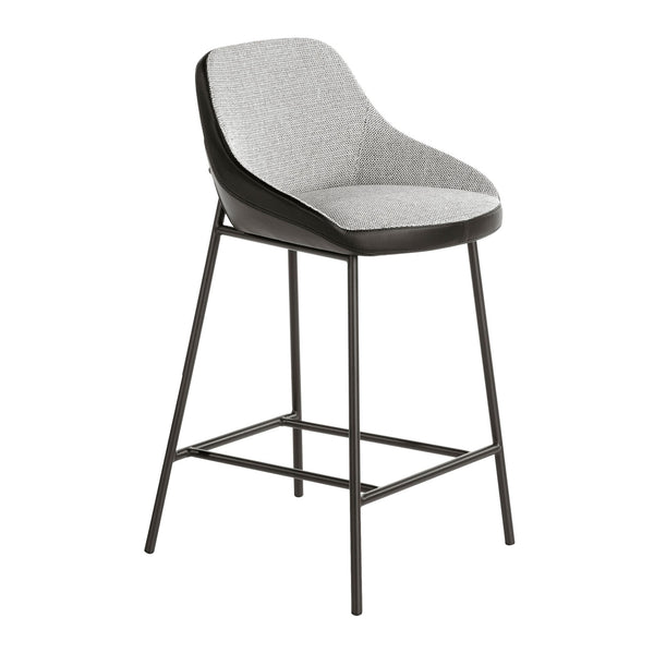 Bench in gray fabric and black eco-leather