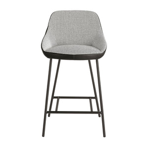 Bench in gray fabric and black eco-leather