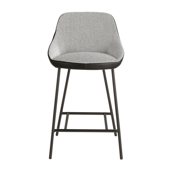 Bench in gray fabric and black eco-leather