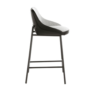 Bench in gray fabric and black eco-leather