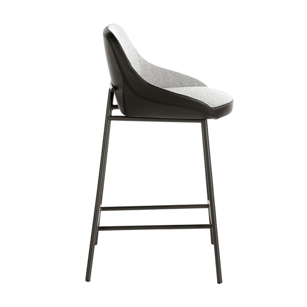 Bench in gray fabric and black eco-leather