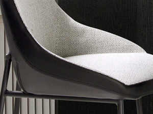 Bench in gray fabric and black eco-leather