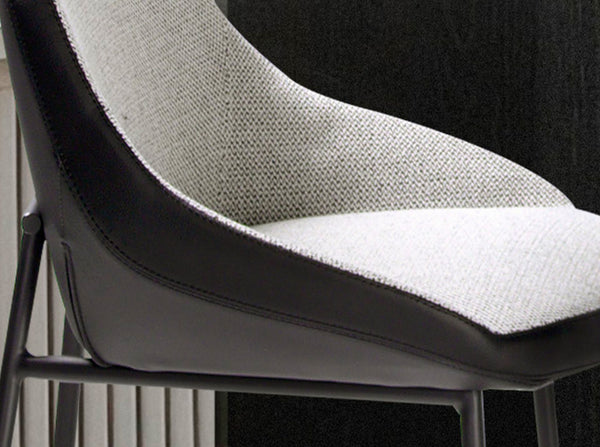 Bench in gray fabric and black eco-leather