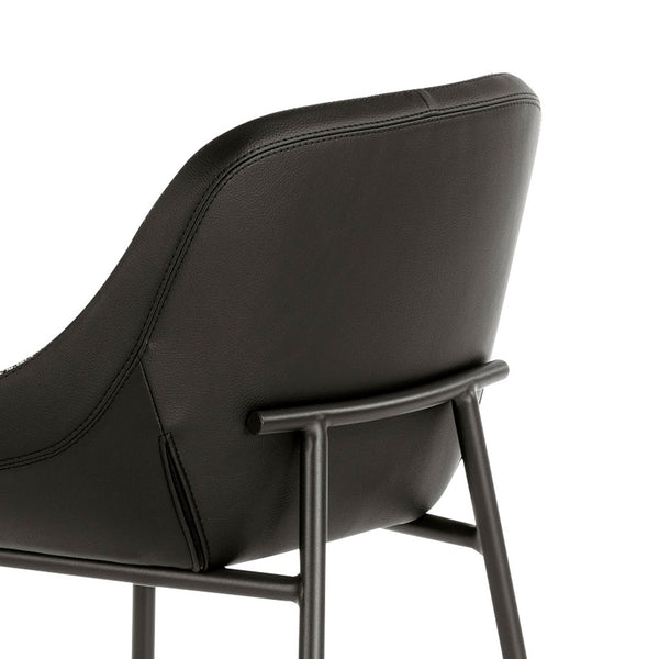 Bench in gray fabric and black eco-leather