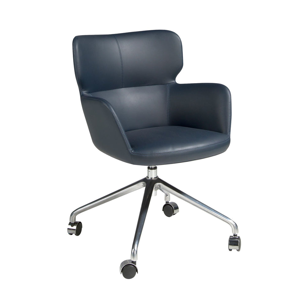 Blue eco-leather swivel office chair