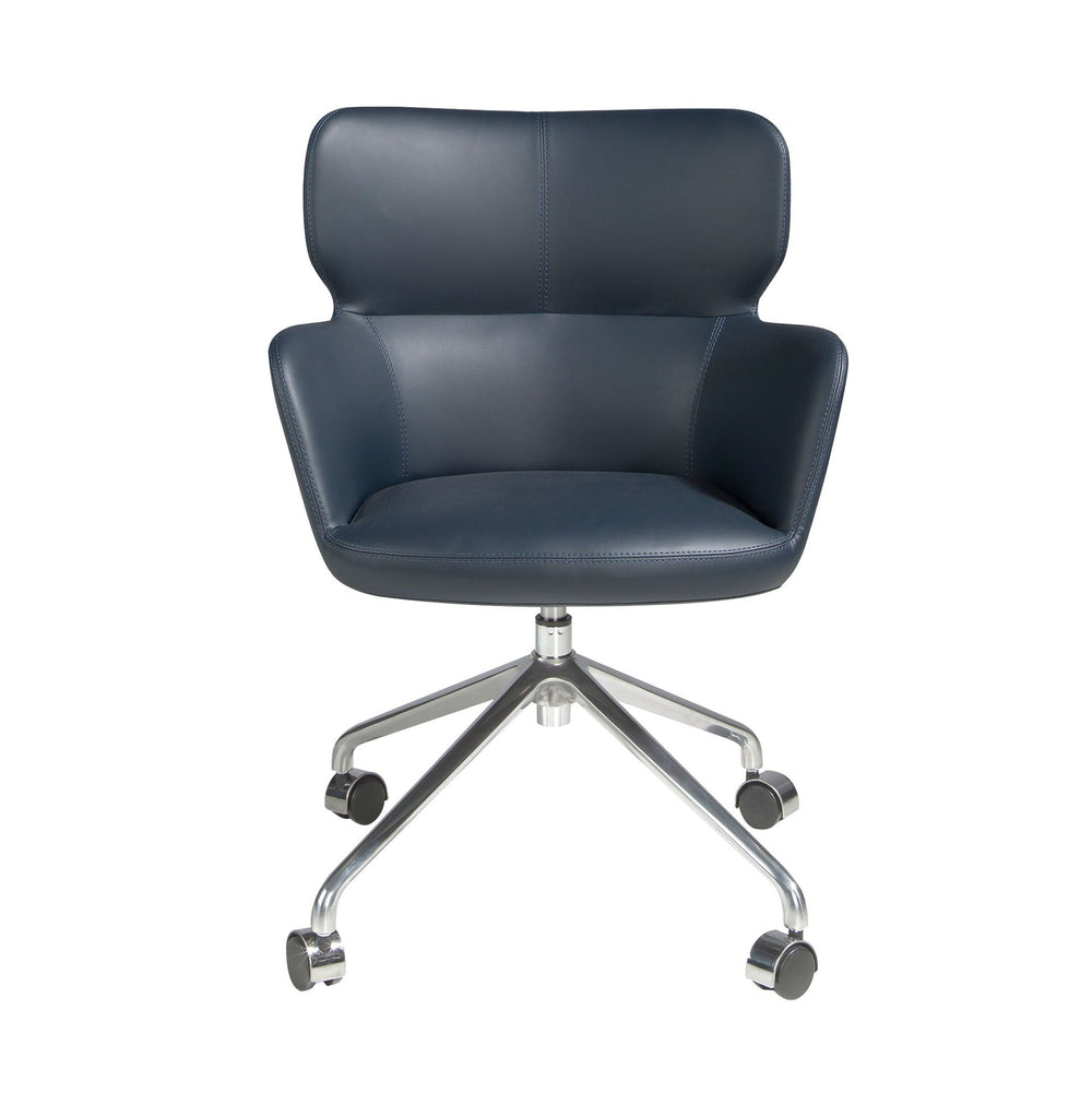 Blue eco-leather swivel office chair