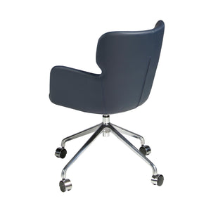 Blue eco-leather swivel office chair