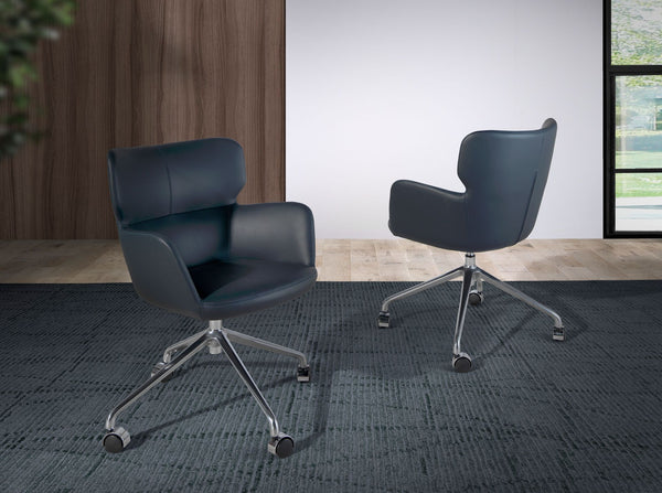 Blue eco-leather swivel office chair