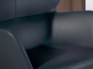 Blue eco-leather swivel office chair
